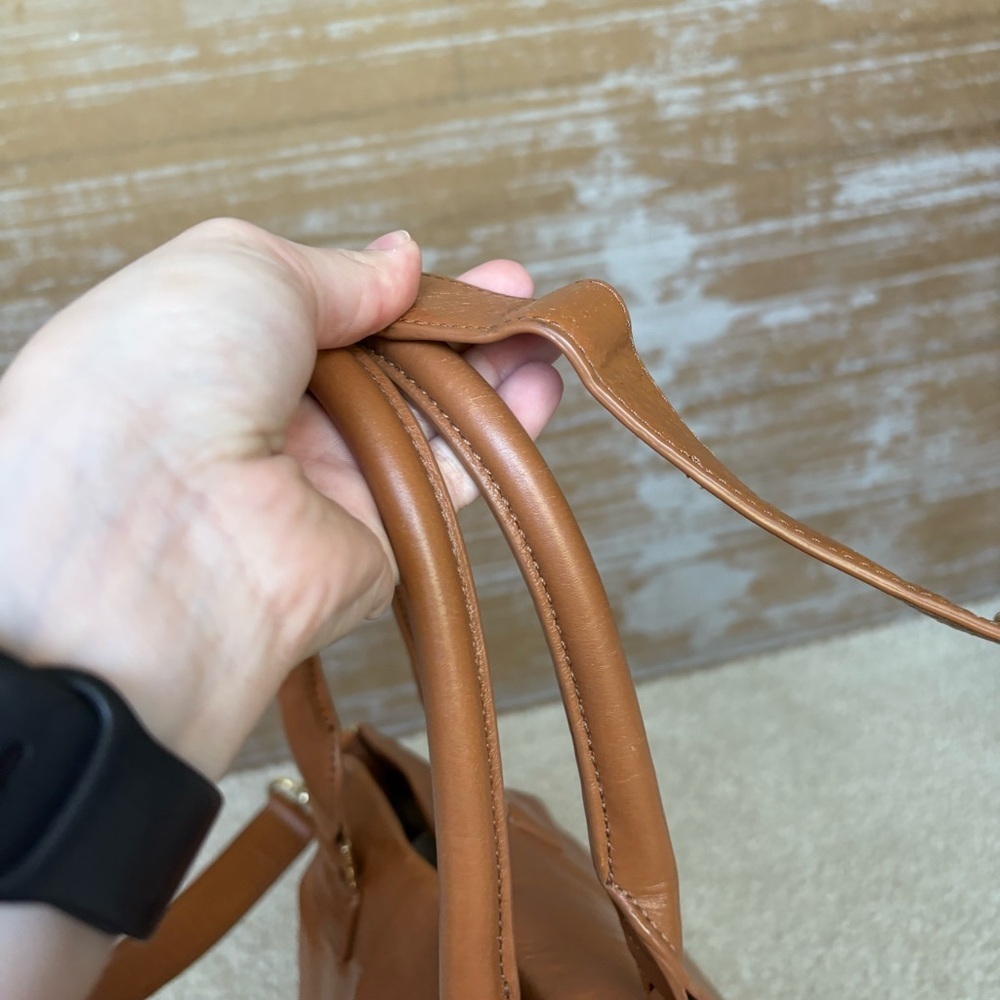 Tory Burch Dena Crossbody Purse Brown Leather Preppy Classic Gold Hardware - Picture 9 of 16